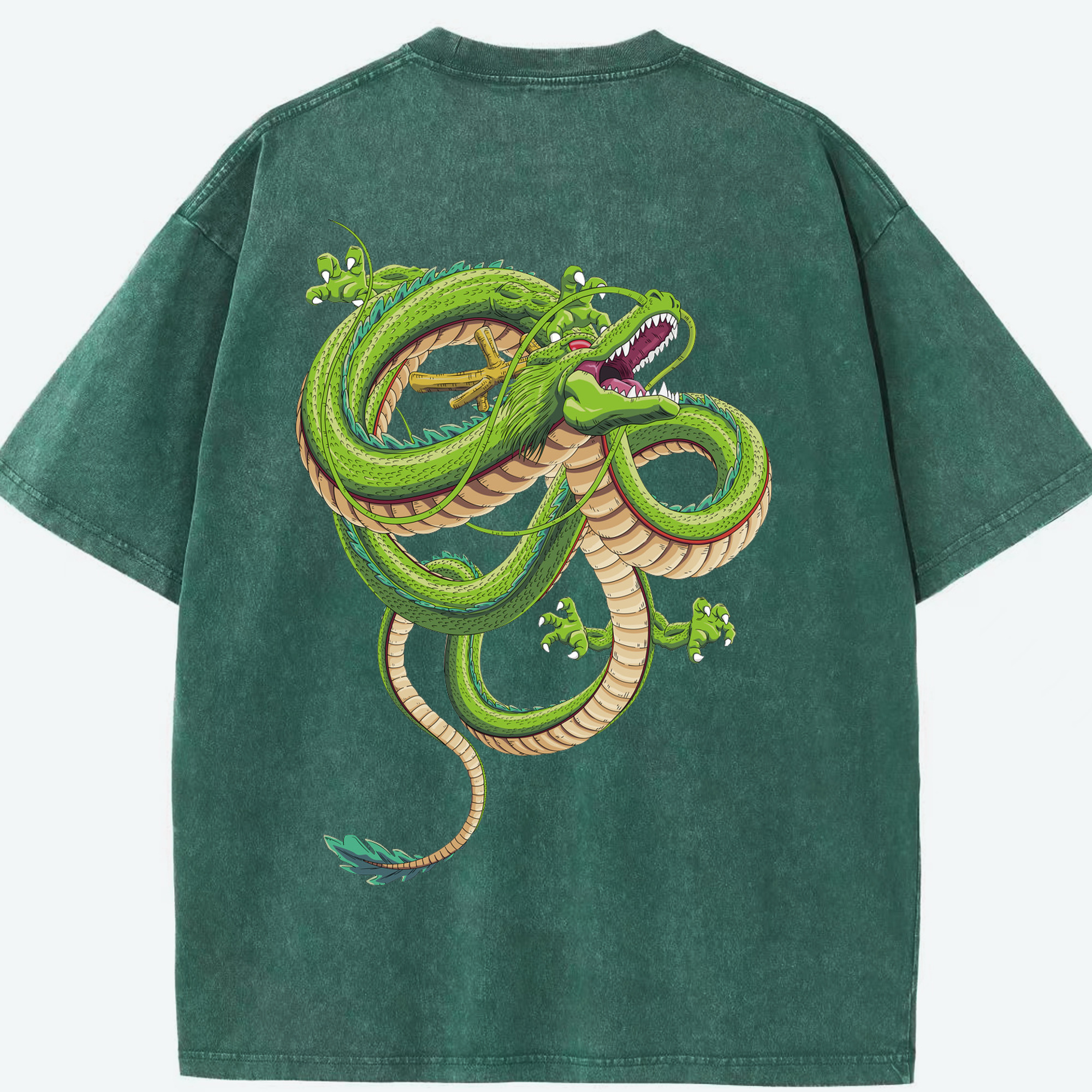 （画像用） ドラゴンボール 神龍 シェンロン DRAGON BALL Shenron 綿100% ヴィンテージ風 半袖Tシャツ（背面プリント）